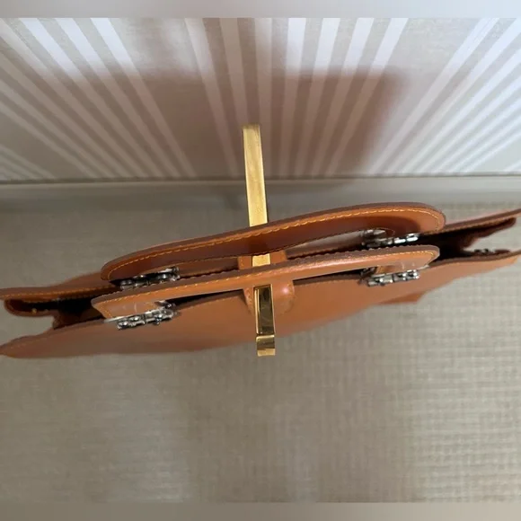 Nardelli Genuine Leather Made in Italy Orange Leather Top Handle Handbag - Picture 4 of 11